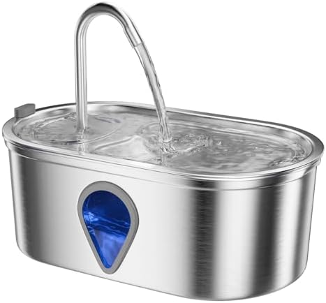 Cat Water Fountain Stainless Steel, 3.5l/118oz Cat Fountain with Water Level Window Silent Pet Fountain for Drinking, Automatic Cat Water Dispenser Indoor（118oz） by Gzenlos