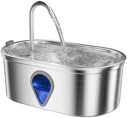 Cat Water Fountain Stainless Steel, 3.5l/118oz Cat Fountain with Water Level Window Silent Pet Fountain for Drinking, Automatic Cat Water Dispenser Indoor（118oz） by Gzenlos