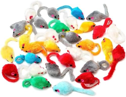 12PCS Cat Mouse Toys, Faux Fur Interactive Catnip Mice - Image 7