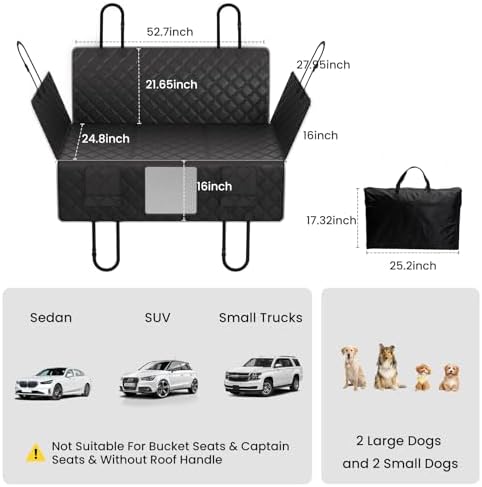 Back Seat Extender for Dogs, 500LBs Hard Bottom Dog Car Seat Cover - Image 6
