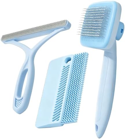 Self-Cleaning Cat Brush for Shedding and Pet Hair Remover Set, Blue by Unknown
