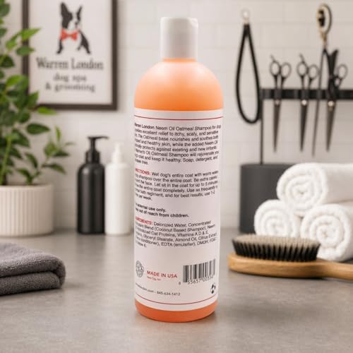 Warren London Neem Oil with Oatmeal Dog Shampoo - Deep Cleansing & Moisturizing for Sensitive Skin - Itch Relief & Odor Control - Made in USA - 17 oz - Image 6