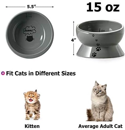 Y YHY Elevated Cat Food Bowl, Raised Pet Food and Water Bowl, Ceramic, 15oz - Image 5