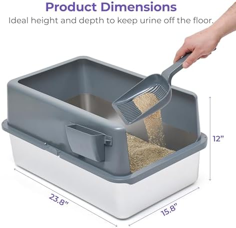 iPrimio Stainless Steel Cat Litter Box, XL Set with Scooper and Litter Mat - Image 3