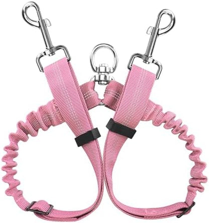 YAODHAOD Double Dog Leash,Two Dog Leash Splitter, No Tangle 360° Swivel Rotation Reflective Lead, Adjustable Length Bungee Heavy Duty Walking Training Dual Extension (Pink) - Image 6