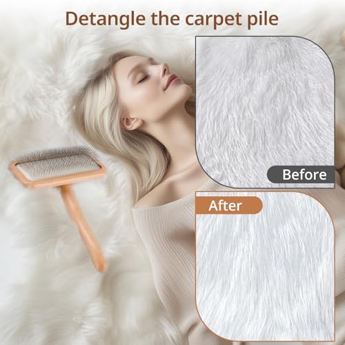Sheepskin Wool Brush - Carpet Rake Tool - Image 3