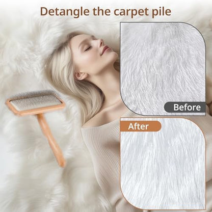 Sheepskin Wool Brush - Carpet Rake Tool - Image 3