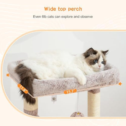 Heybly Cat Tree, Kitten Tower with Large Soft Cat Basket HCT008SMU - Image 3