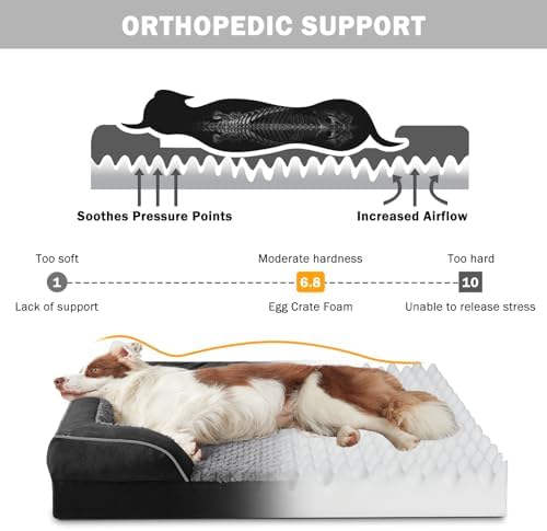 INVENHO Orthopedic Dog Bed for Large Dogs, Washable Waterproof, Egg-Crate Foam Dog Couch Bed with Washable Removable Cover, Waterproof Lining and Nonskid Bottom - Image 2