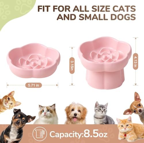 Ceramic Raised Slow Feeder Cat Bowl,Cat Slow Feeder, - Image 2