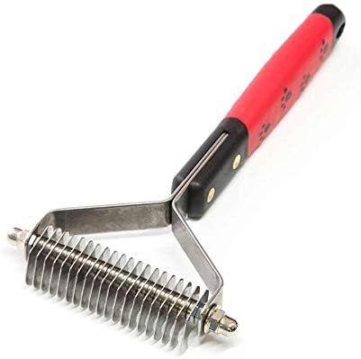 RYAN'S PET SUPPLIES Paw Brothers 20 Blade Medium Double WideDematting Undercoat Rake for Dogs and Cats, Professional Grade, Dog Shedding Brush, Stainless Steel Blades, Rounded Gentle Teeth by ryanspetsupplies