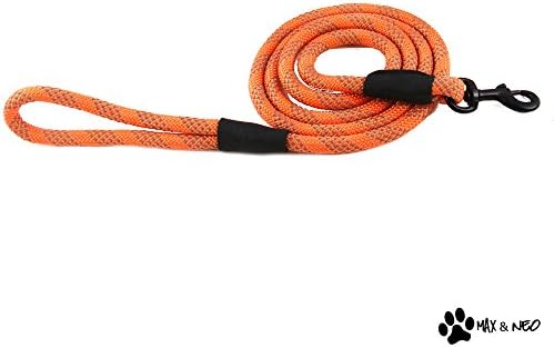 Max and Neo Rope Leash Reflective - 6 FT x 1/2" (Orange, Donates to Dog Rescue) - Image 2