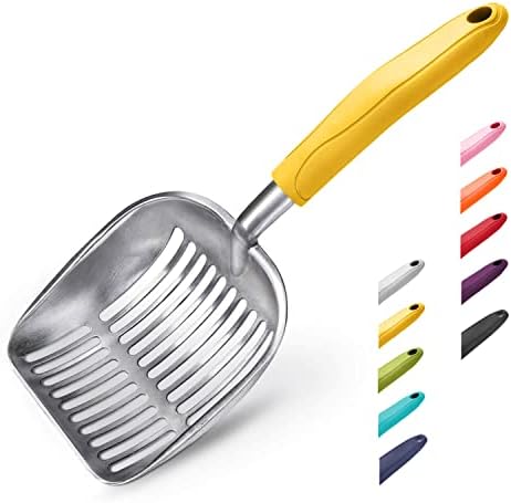 WePet Cat Litter Scoop, Aluminum Alloy Sifter, Kitty Metal Scooper, Deep Shovel, Long Handle, Poop Sifting, Kitten Pooper Lifter, Durable, Heavy Duty, for Litter Box by WePet
