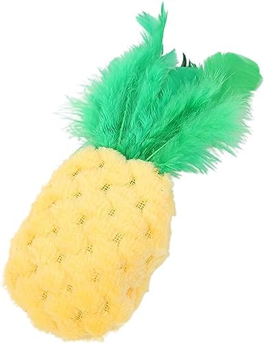 BWESOO Pineapple Shape Cat Chew Toy - Catnip Molar Toys Teeth Cleaning Toy Pet Bite Resistant Pet Supplies,Fun Toy for Exercise Interactive Plush Playing Toy for Cat Kitten Yellow by BWESOO