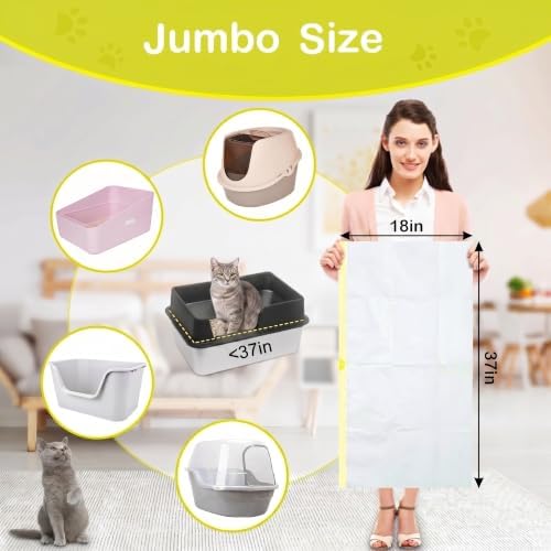 XUEPETT 24 Pack Jumbo Cat Litter Box Liners with Drawstring, 37" x 18" - Image 2