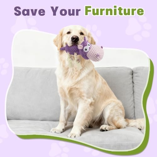TOOPTATE Hippo Squeaky Dog Toy, Purple, Medium - Image 6