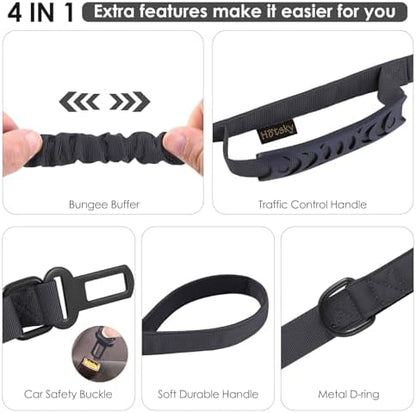 Hotsky Tactical Bungee Shock Absorbing No Pull Strong Dog Leash,Black,4-6FT - Image 4