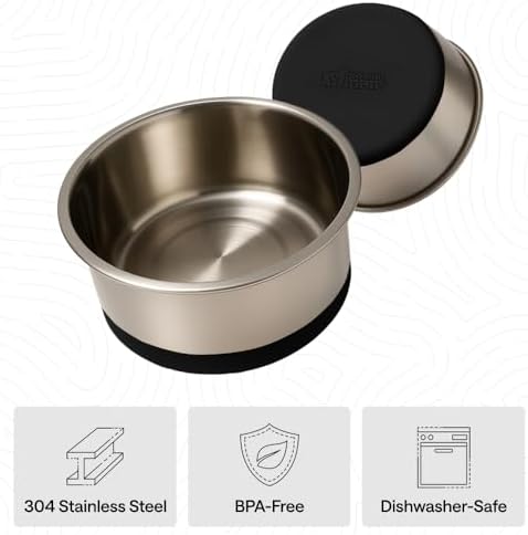 GORILLA GRIP Dog Bowl, Food Grade Stainless Steel Water Bowls, 2 Cup Black - Image 6