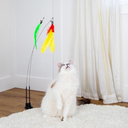 Cat Toys For Indoor Cats: Interactive Cat Toy Wand, 9 Feathers Wand Lures - Image 4