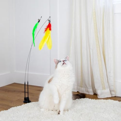 Cat Toys For Indoor Cats: Interactive Cat Toy Wand, 9 Feathers Wand Lures - Image 4