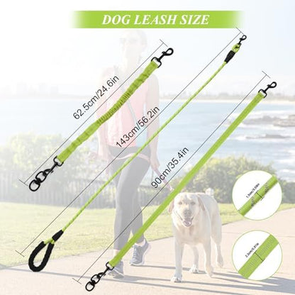 Dog Double Leashes,Rope Bungee Four Leash with Padded Handle Removable for 4 Dogs,Tangle-Free, Padded Handles, 360° Swivel Control (Green, 4 Way) - Image 5