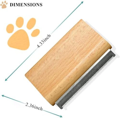 Wooden Deshedding Brush for Dogs, Cats & Horses, Deshedding Grooming Tool Curry Comb Pet Hair Removal Tool, Deshedding Dog Brush Combs for All Hair Types, 4.33 Inch - Image 2