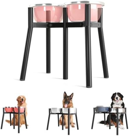 Raised Dog Bowl Stand for Large Dogs, Adjustable Width 7-10.6, 13.7 inch Tall Dog Food Water Stand,Bowl Not Include by TIDANT