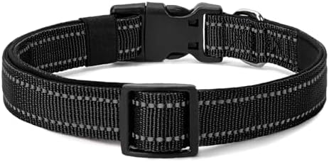 Reflective Dog Collar, Adjustable Nylon for Small Dogs, Black - Image 6