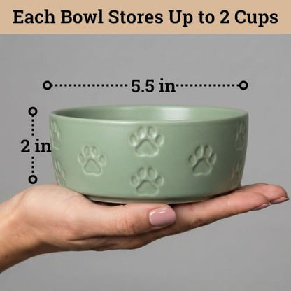 Ceramic Dog Bowl Set of 2 with Anti-Skid Base, 5.5"W x 2"H, 2 Cup Capacity - Image 6
