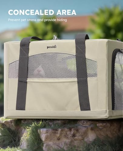 Pecute Cat Carrier Stable, Pet Carrier with Privacy Partition,Beige - Image 4