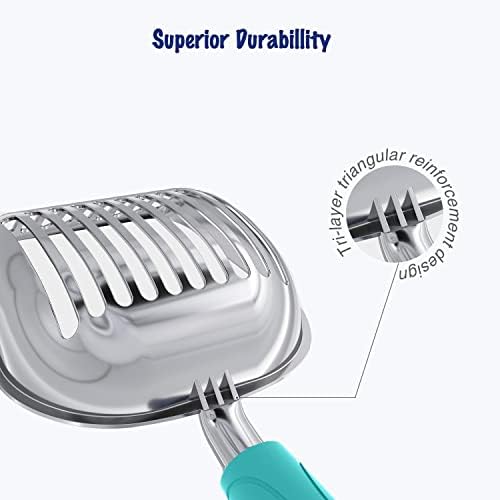WePet Cat Litter Scoop, Aluminum Alloy Sifter, Kitty Metal Scooper, Deep Shovel, Long Handle, Poop Sifting, Kitten Pooper Lifter, Durable, Heavy Duty, for Litter Box - Image 3