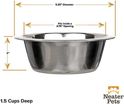 Neater Pet Brands 1.5 Cup (12 oz.) Stainless Steel Dog Bowls, Set of 2 Neater Feeder Replacement Bowls (Cat/Small Models), Dog Food Bowl & Water Bowl, Dishwasher Safe Metal Dish for Cats & Small Dogs - Image 3