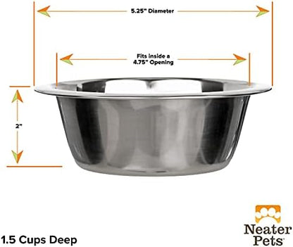 Neater Pet Brands 1.5 Cup (12 oz.) Stainless Steel Dog Bowls, Set of 2 Neater Feeder Replacement Bowls (Cat/Small Models), Dog Food Bowl & Water Bowl, Dishwasher Safe Metal Dish for Cats & Small Dogs - Image 3