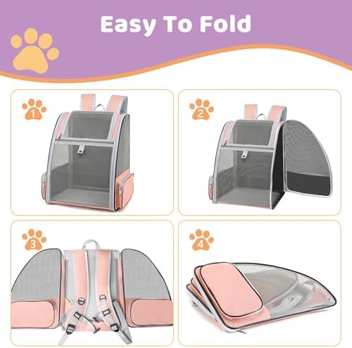 Cat Backpack Carrier Large Pet Backpack for Small Dog Medium Cat Puppy Kitten Bunny up to 15lbs, Ventilated Mesh Dog Collapsible Travel Backpack for Hiking Walking Outdoor - Image 5