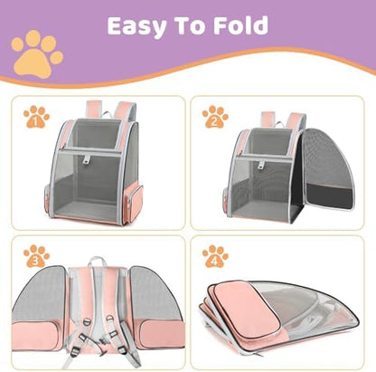Cat Backpack Carrier Large Pet Backpack for Small Dog Medium Cat Puppy Kitten Bunny up to 15lbs, Ventilated Mesh Dog Collapsible Travel Backpack for Hiking Walking Outdoor - Image 5