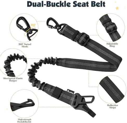 Pawaboo Dog Seat Belt Harness for Car, Seatbelt Harness with 2 in 1 Buckle - Image 3