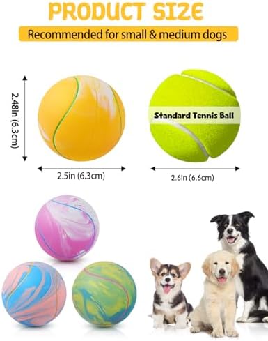 SCHITEC Dog Squeaky Toy Balls, Interactive Tennis Ball for Puppies Small Pet Medium Breed Dogs, Latex Rubber Puppy Fetch Play Toys - Image 5