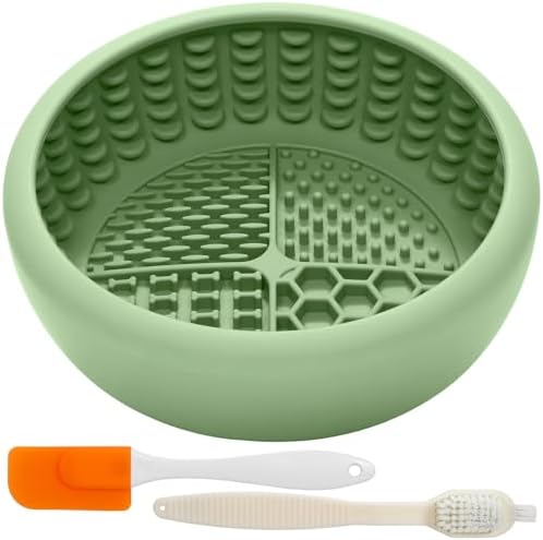 Dog Lick Bowl for Large Dogs, Lick Mat, Slow Feeder Lick Bowl with Brush and Scraper,Strong Suction, Freeze Licking Bowl for Anxiety Relief, Enrichment & Distraction, Dishwasher Safe 7.6 * 3.5 inch by KASBAH