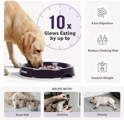 LOOBANI 3.5 Cups Ceramic Slow Feeder Dog Bowls Large Dogs with Grip Handles - Image 4