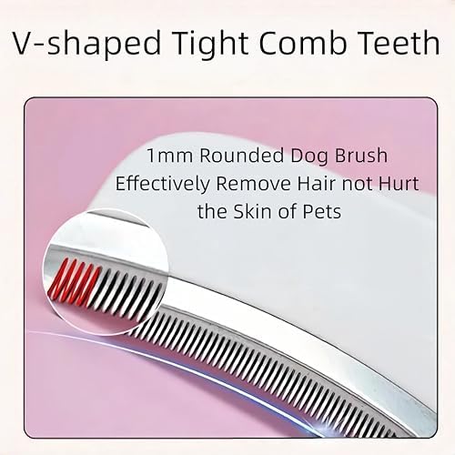 Pink Large Dog Shedding Brush, Tight V-Tooth Pet Brush with Ergonomic Design Comfort Grip, Professional Dogs Deshedding Tool for Tiny Breeds and Cats - Image 3