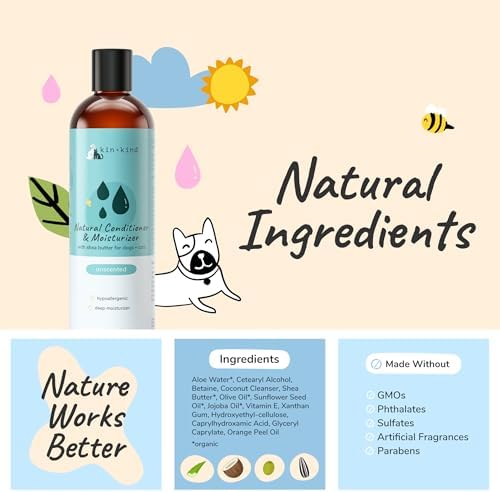 kin+kind Cat & Dog Conditioner with Shea Butter, Aloe & Betaine – All-Natural Pet Supplies to Moisturize, Soften & Restore Coat, Shed Control & Coat Defense for Dogs and Cats, Made in USA - 12 fl oz - Image 4