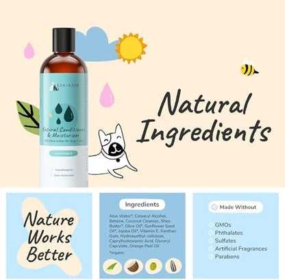 kin+kind Cat & Dog Conditioner with Shea Butter, Aloe & Betaine – All-Natural Pet Supplies to Moisturize, Soften & Restore Coat, Shed Control & Coat Defense for Dogs and Cats, Made in USA - 12 fl oz - Image 4