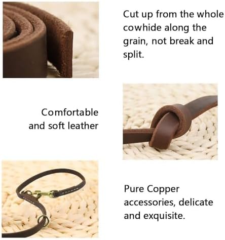 Multi Function 8ft Leather Dog Leash, Genuine Leather Leash Hands Free Dog Training Leashes for Medium and Large Dogs (8 Foot*5/8 inch, Brown) - Image 7