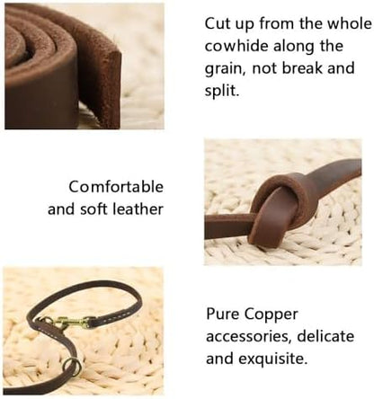 Multi Function 8ft Leather Dog Leash, Genuine Leather Leash Hands Free Dog Training Leashes for Medium and Large Dogs (8 Foot*5/8 inch, Brown) - Image 7