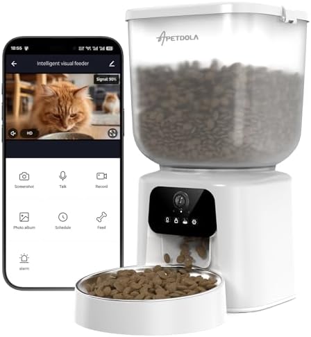 Automatic Cat Feeder with Camera, 5L Timed Cat Food Feeder,2-Way Audio & App Remote Control,Desiccant Bag,Auto Pet Dispenser for Cats and Dogs by APDAPETDOLA