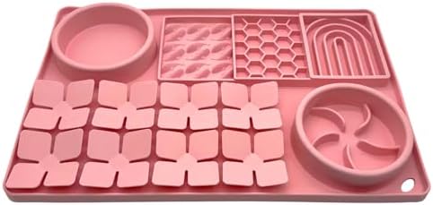 Slow Feeder Bowl, Silicone Lick Mat with Suction Cups for Dog Cat, Snuffle Mat for Pet Smell Training, Puzzle Toys for Bored Puppy, Interactive Sniff Mat for Slow Eating and Keep Busy, Pink - Image 2