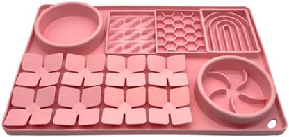 Slow Feeder Bowl, Silicone Lick Mat with Suction Cups for Dog Cat, Snuffle Mat for Pet Smell Training, Puzzle Toys for Bored Puppy, Interactive Sniff Mat for Slow Eating and Keep Busy, Pink - Image 2