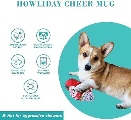 Haute Diggity Dog Howliday Cheer Mug Plush Dog Toy, Drink Parody Chew Toys - Image 4