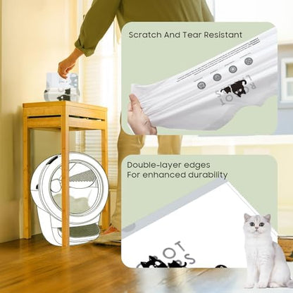 60 Pack Automatic Litter Box Bags Fit for Litter Box Robot 5/4/3, Heavy Duty Drawstring Waste Bags, Sensor-Compatible, Tear Resistant, White, 25.2" x 15.7" - Image 6