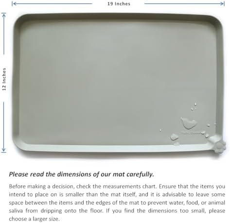 Hoki Found Silicone Pet Food Tray - Non Slip Pet Dog Cat Bowl Placemat - Feeding Mat - Waterproof Dog Cat Food Mats - For Carpet - Cream Green - Image 5